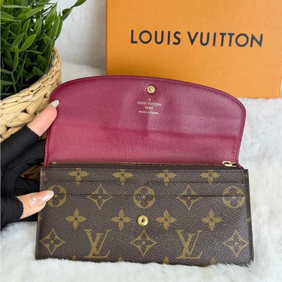 Authentic Louis Vuitton LV Monogram Emilie Wallet Pink Crossbody Chains w/ COA - Picture 8 of 11